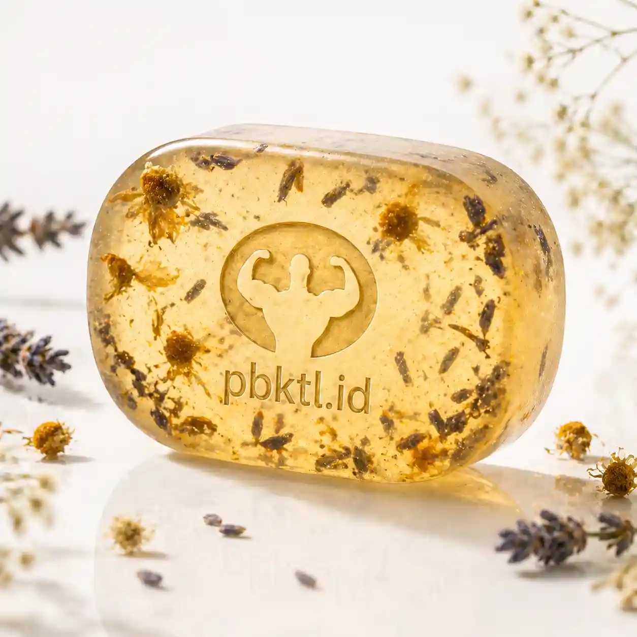 Jasa Maklon Sabun Transparan - Transparent Soap Bar with Dried Flowers